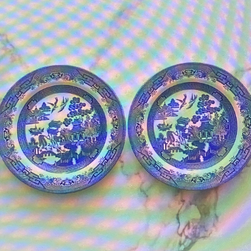 Vintage Churchill Blue Willow Dinner Plates England Set of 2 10”